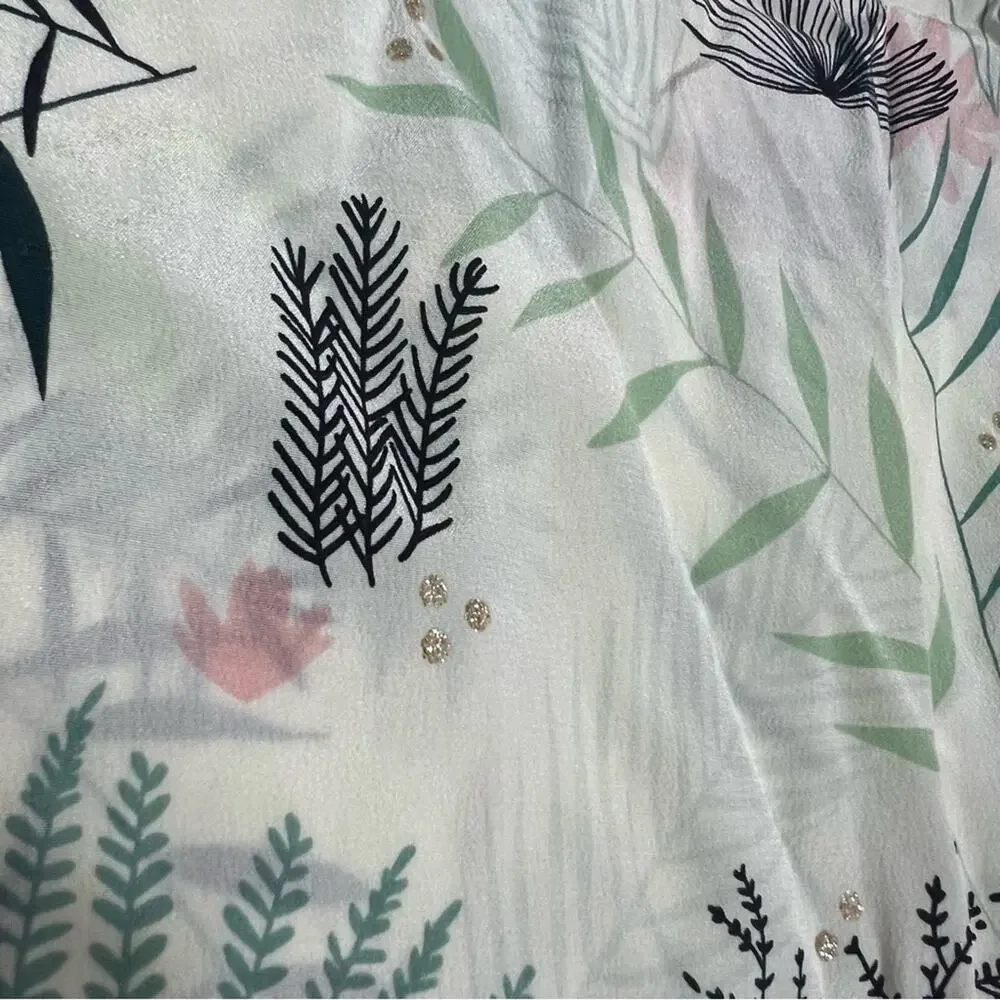 Des Petits Hauts palm jungle silk blouse Sz S